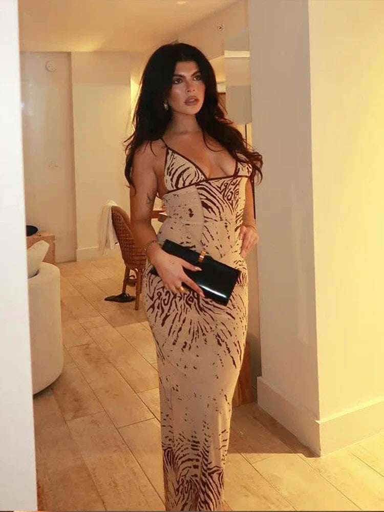 Tiedye LowNeck Sleeveless Maxi Dress