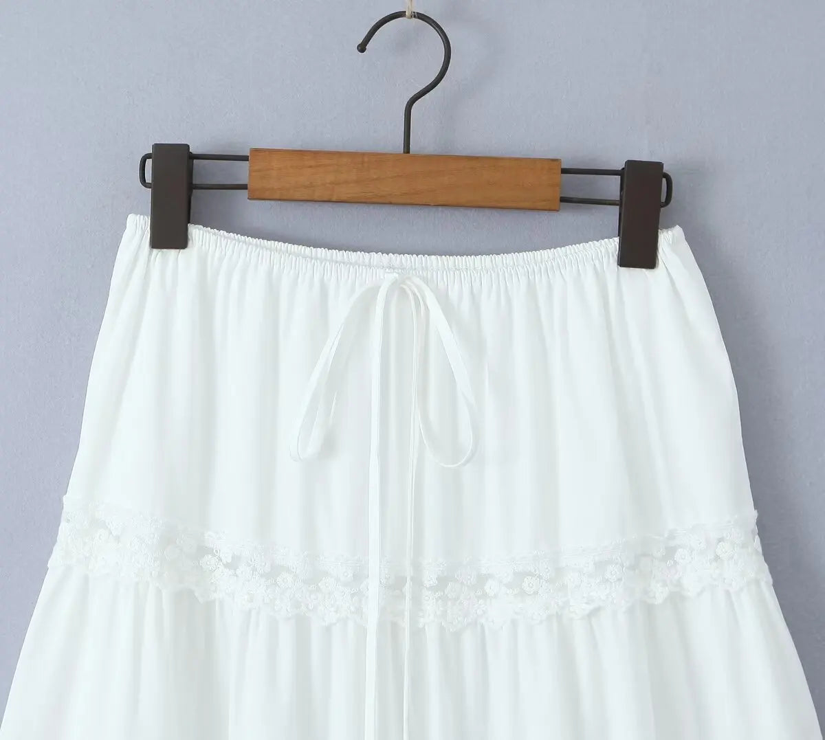 Embroidery White Crop Top Graceful And Midi Skirt Set