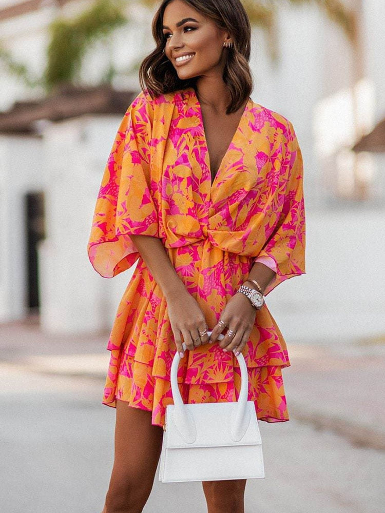 Filomena V-neck Mini Dress for Women Chic Boutique Style