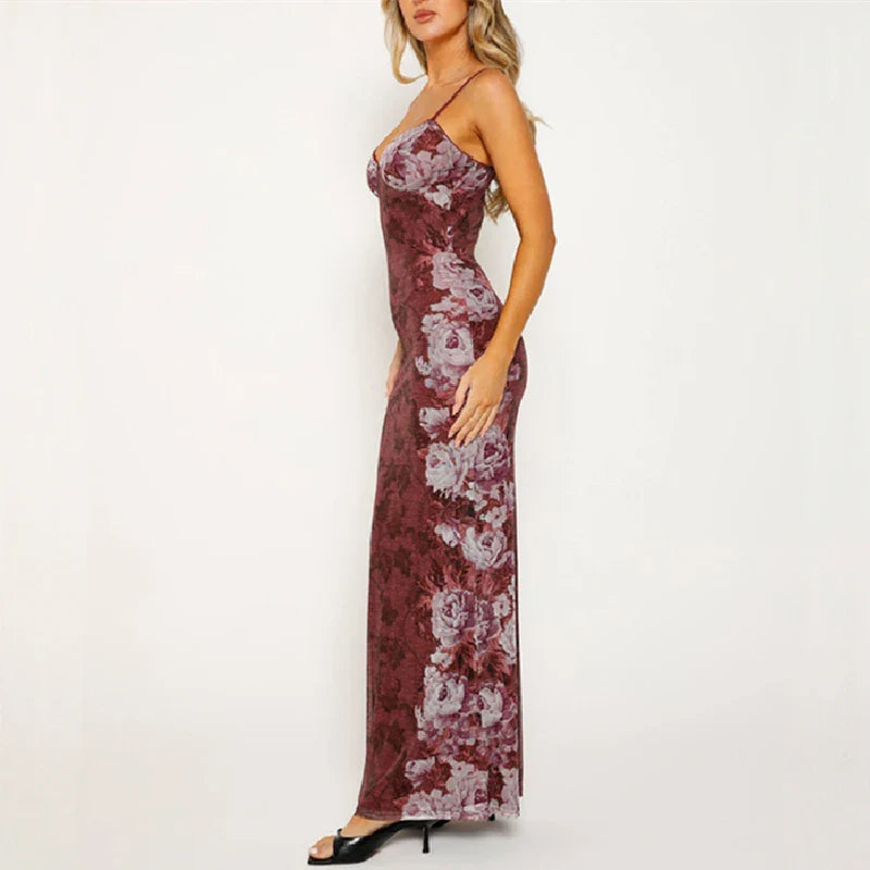 Vintage Backless Vneck Sleeveless Bodycon Slip Dress
