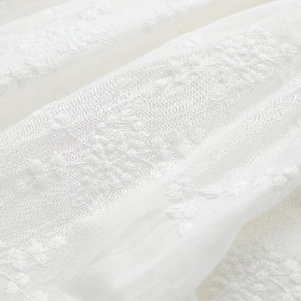 White Strapless Bow Front Eyelet Embroidery Tiered A-Line Mini Dress
