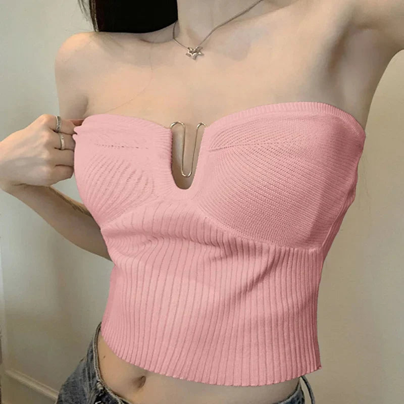 Solid Color OffShoulder Strapless