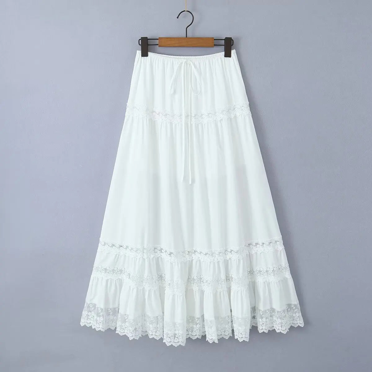 Embroidery White Crop Top Graceful And Midi Skirt Set