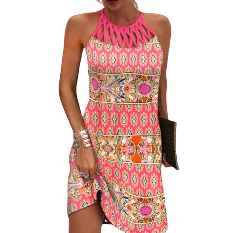 Marianela Elevated Printed Dress with Halters Everyday Luxe Edit