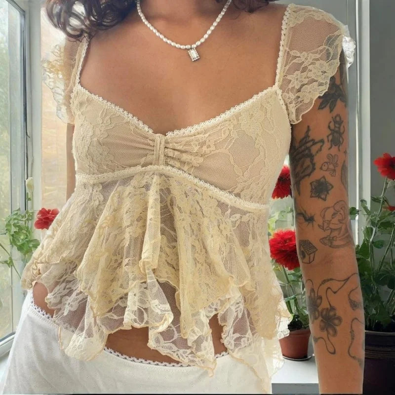 SeeThrough V Neck Tank Crop Top
