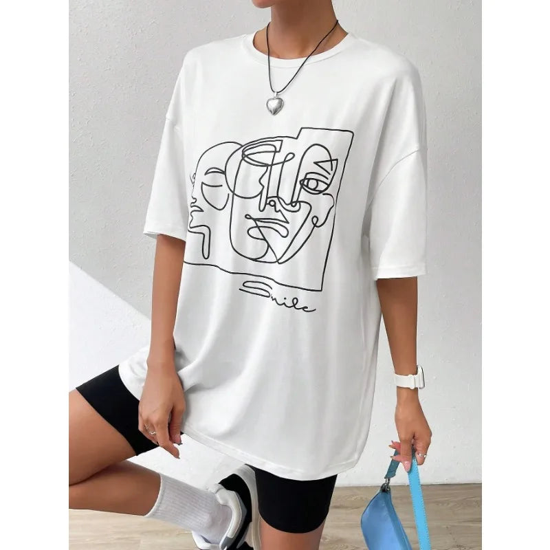 Abstract Line Graphic Cotton Tshirt