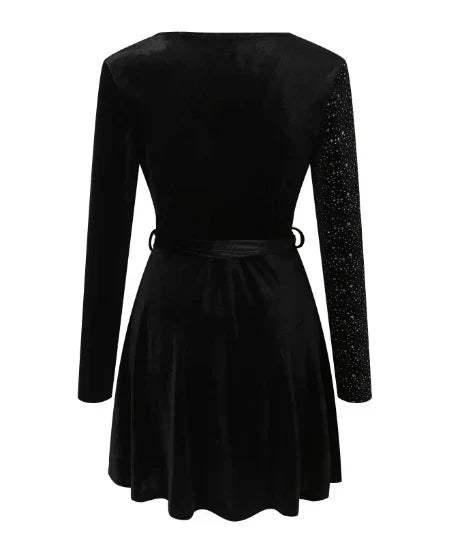 Valeria Chic Sequin Wrap Dress Premium Wardrobe Essential