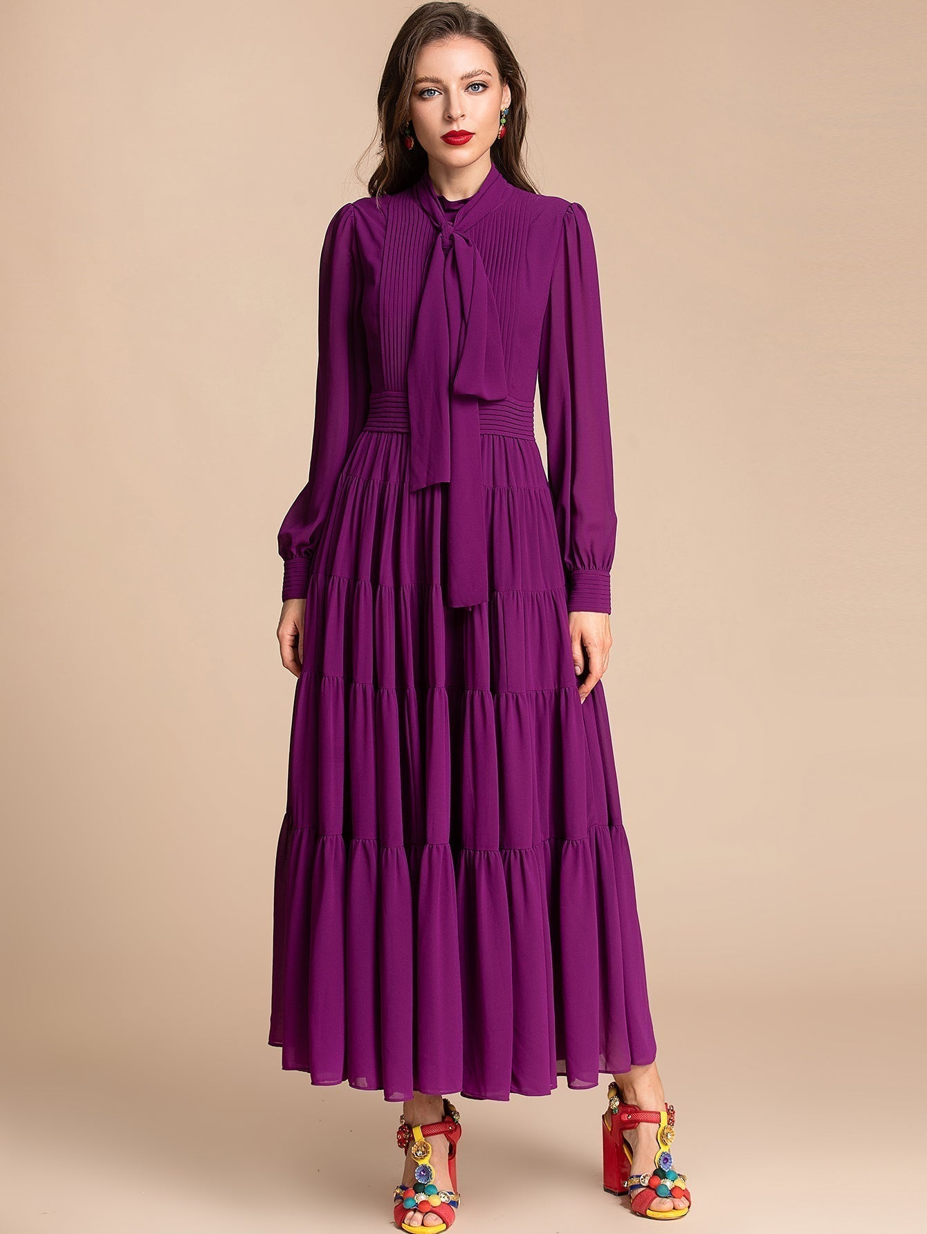 Novella Elegant Maxi Dress Purple / Xl