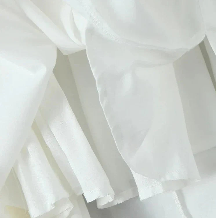 Wire Corset Style Low Waist White Midi Dress