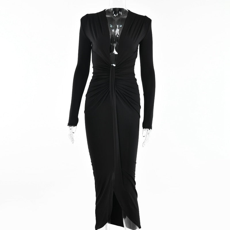 Party Robe Bodycon Deep V Neck Bandage Ladies Dress