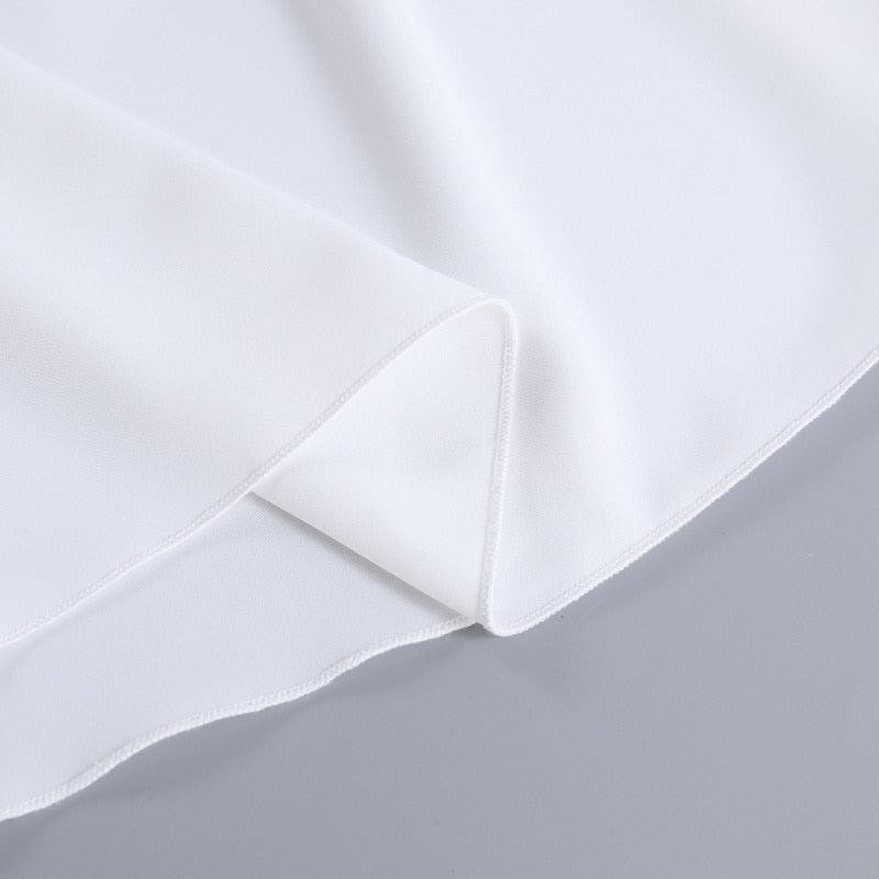 White Collared V-Neck Sheer Long Sleeve Ruched Waist Shirt Mini Dress