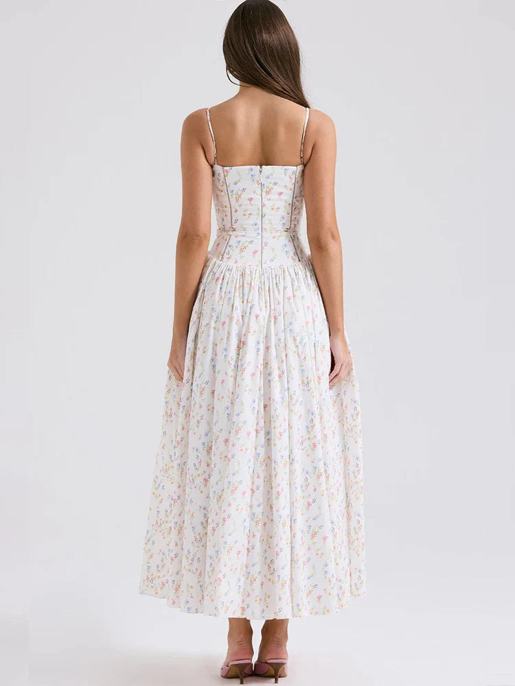 Print Wrap Aline Strap Maxi Long Summer Dress