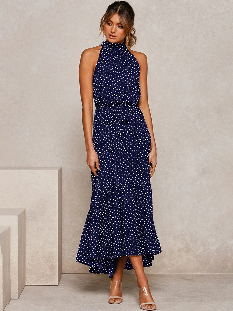 Adriana Chic Summer Dress with Polka Dot Print Shine Into Designer Edit