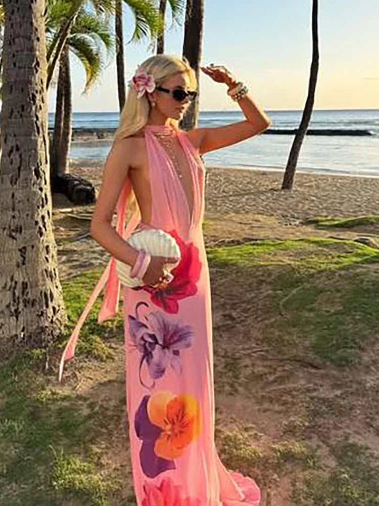 Tassel Laceup Patchwork Floral Dress