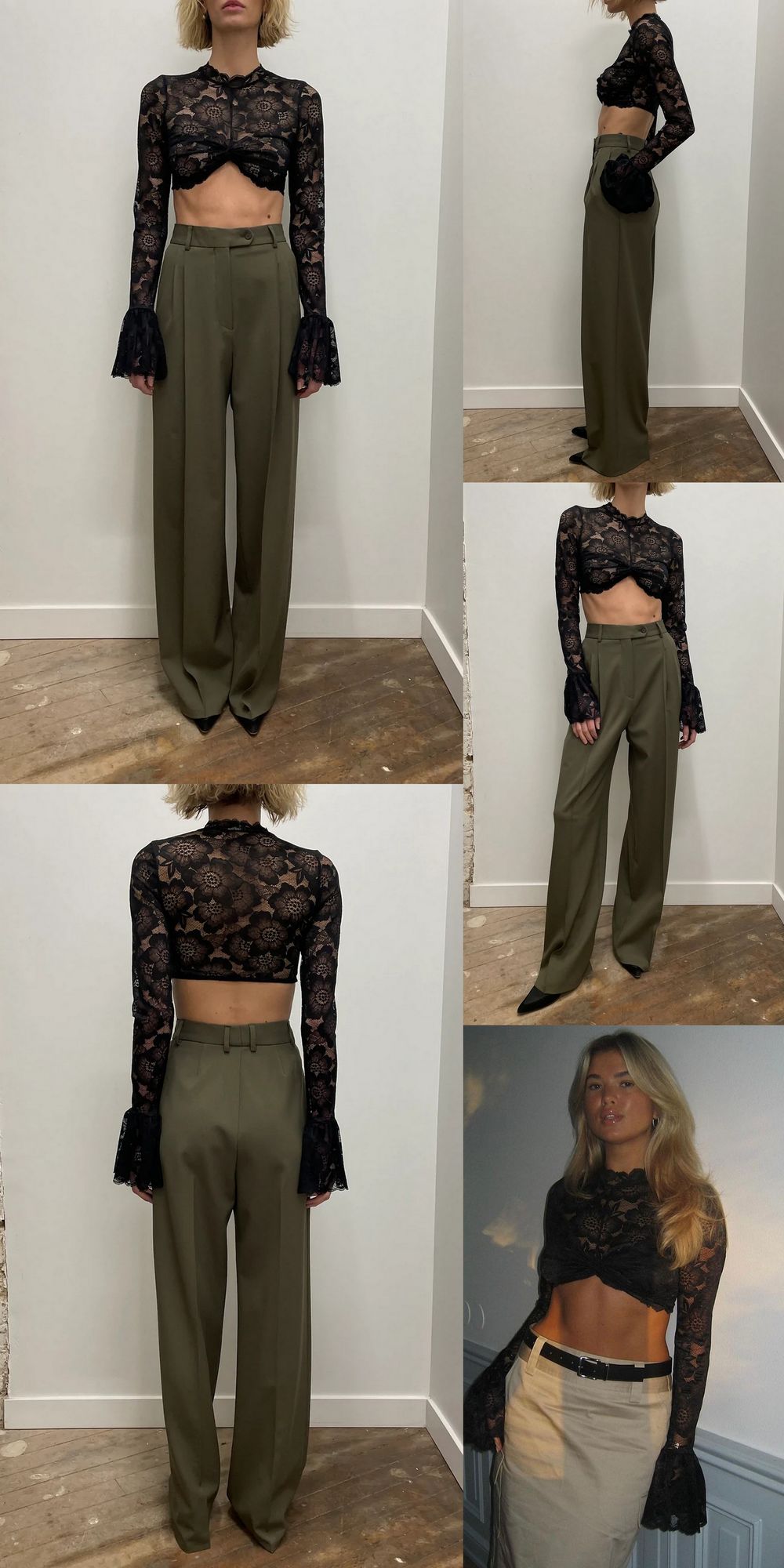 Long Sleeve Lace Charming Mesh Crop Top