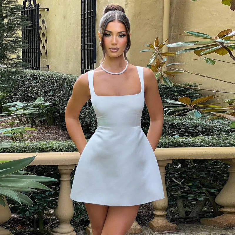 Waist Wrap ALine Strap Mini Party Dress