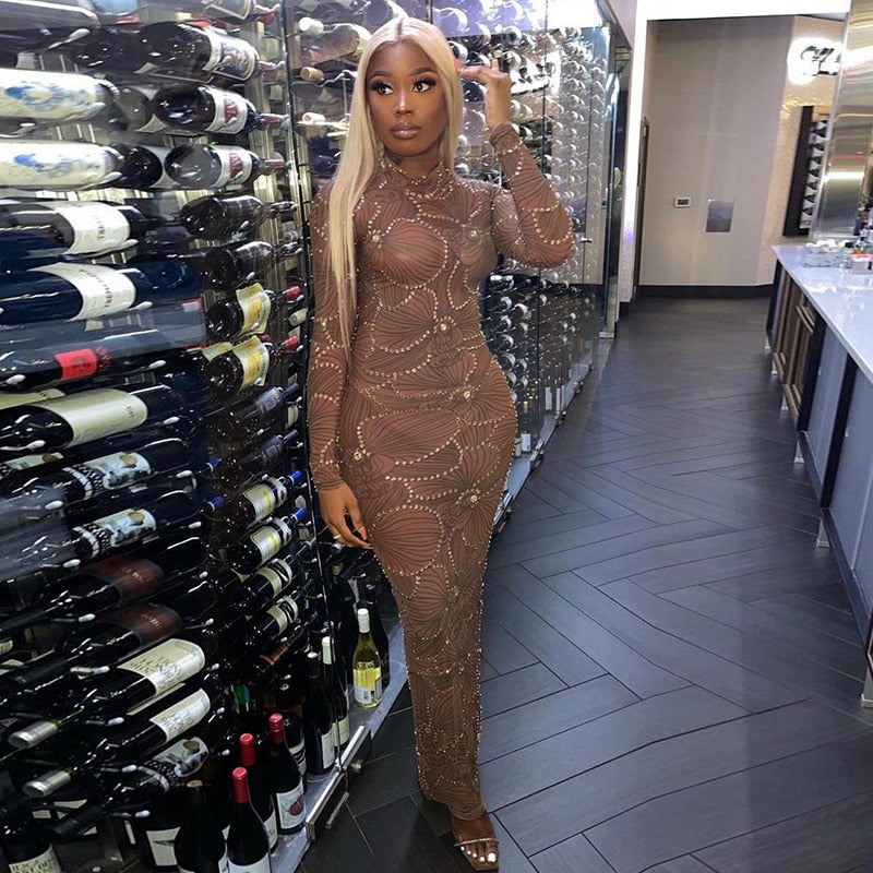 Club Bodycon See Through Long Dress