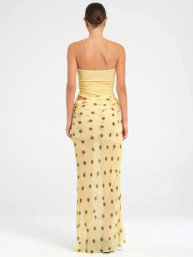 Polka Dot Patchwork Maxi Dress