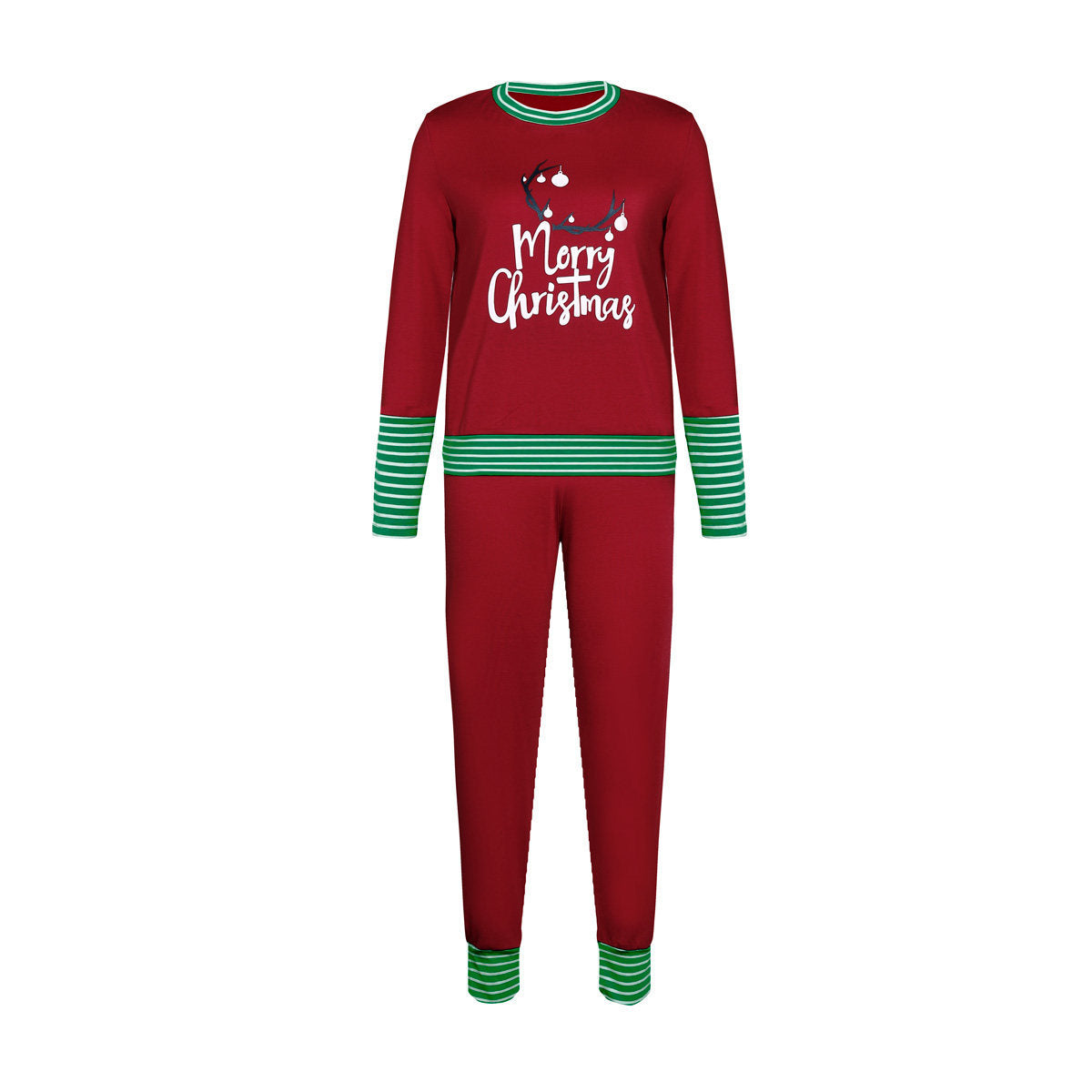 Merry Christmas Pajamas Set Casual Matching Set Full Sleeve Tops+Pants 2 Pieces