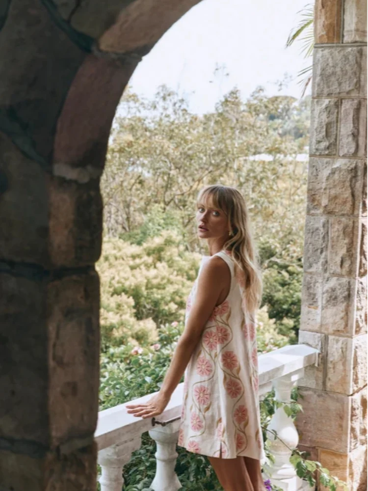 Fabiana Minimalist Mini Dress with Flowers Chic Silhouette Collection