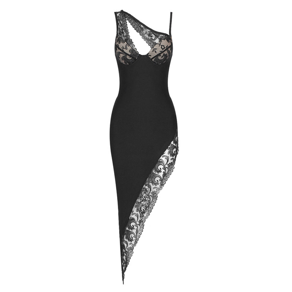 V Neck Sleeveless Midi Lace Bandage Dress SJ061610