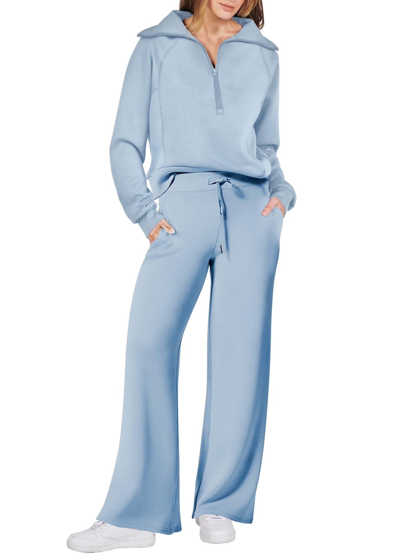 Navy Collar Half Zip Suit