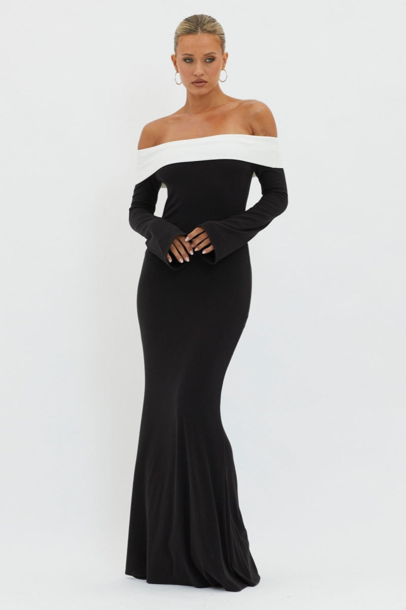 Aeris Off - shoulder Maxi Knit Dress