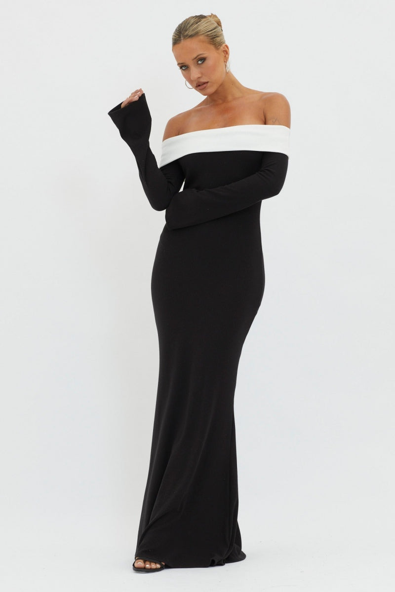 Aeris Off - shoulder Maxi Knit Dress