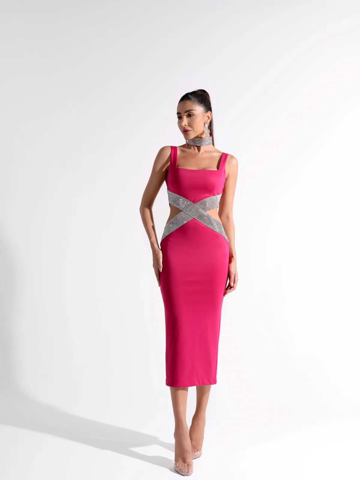 Sparkling Diamonds Midi Party Dress