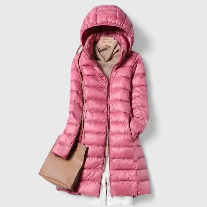 Hooded Zip Front Quilted Longline Puffer Coat 6