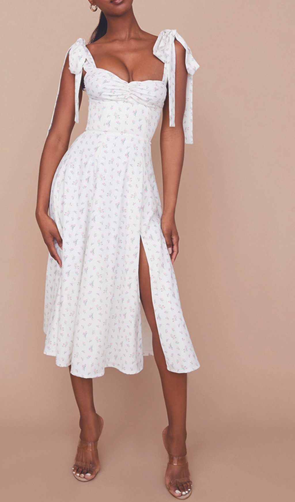 Suspender Ivory Print Dress