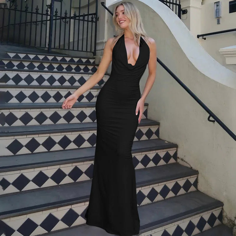 Lace Up Off Shoulder Maxi Dress