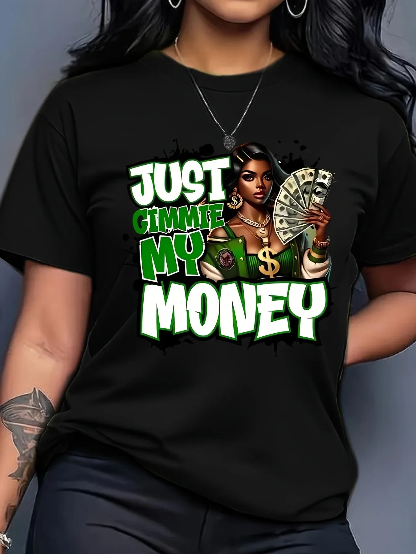 Money Letter Graphic Casual Tshirt