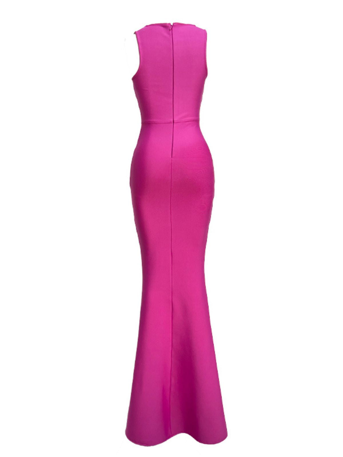 V-Wire Neck Sleeveless Bandage Mermaid Maxi Dress