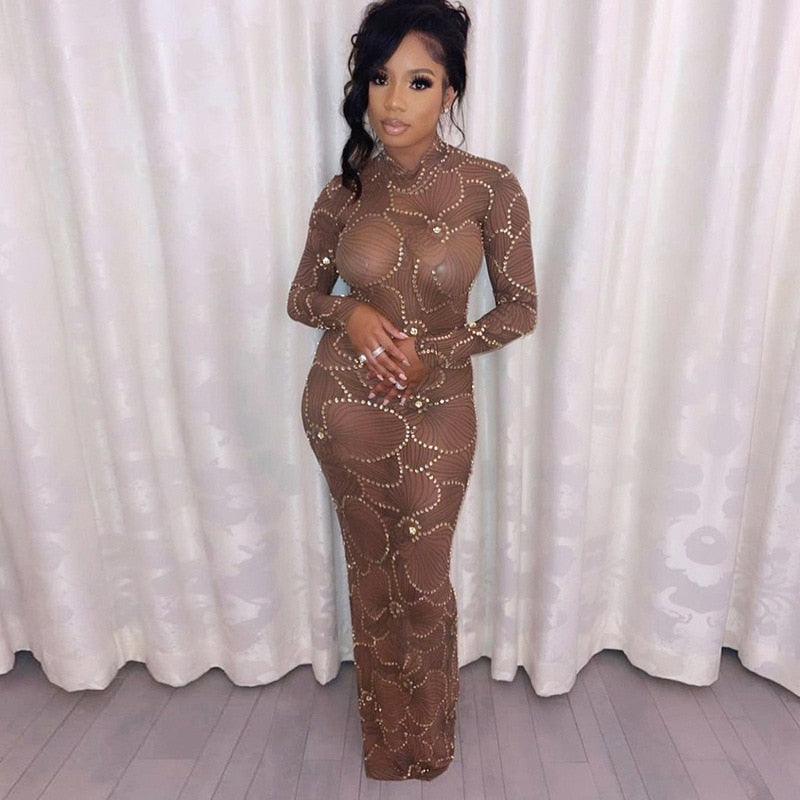Club Bodycon See Through Long Dress