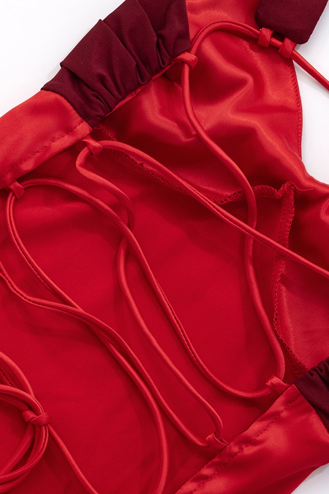 Satin Contrast Color Tie up Cami Dress