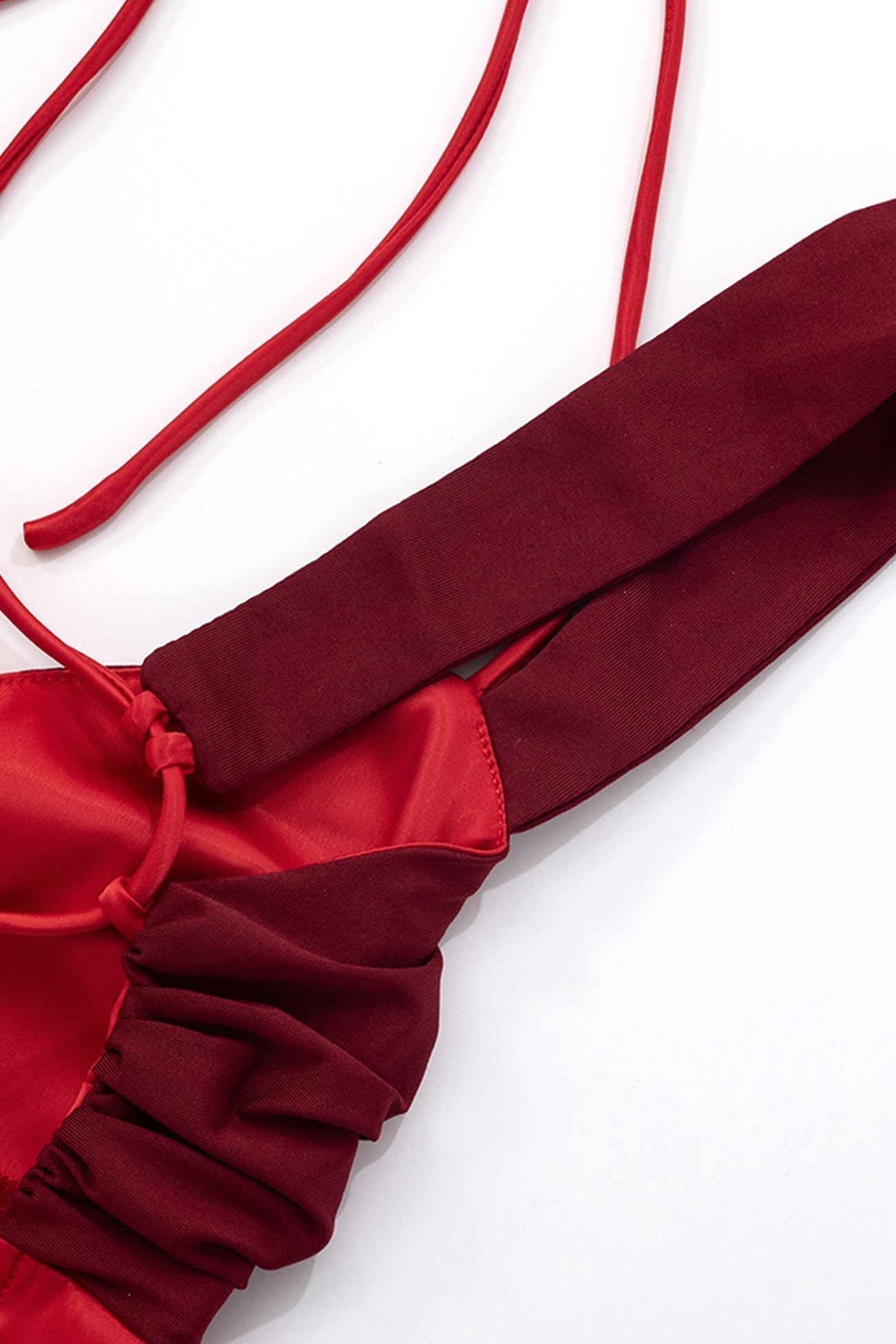 Satin Contrast Color Tie up Cami Dress