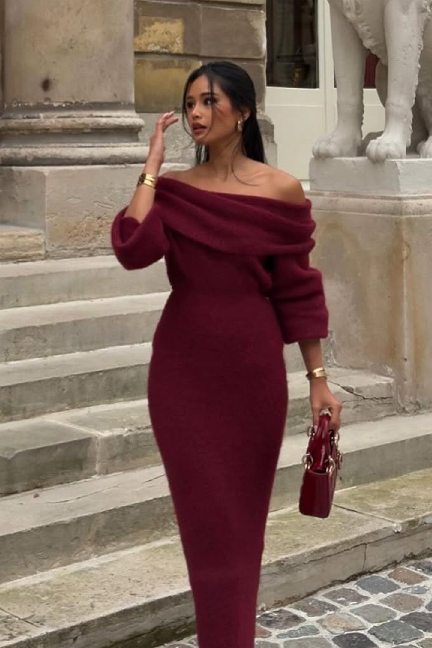 Marguerite Off Shoulder Maxi Knit Dress Set