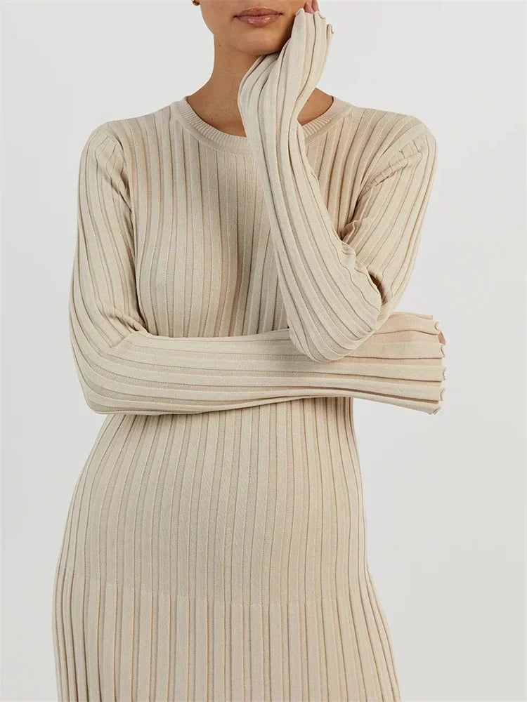 Diana Timeless Knitted Dress with Lacing Elevated Occasion Wear