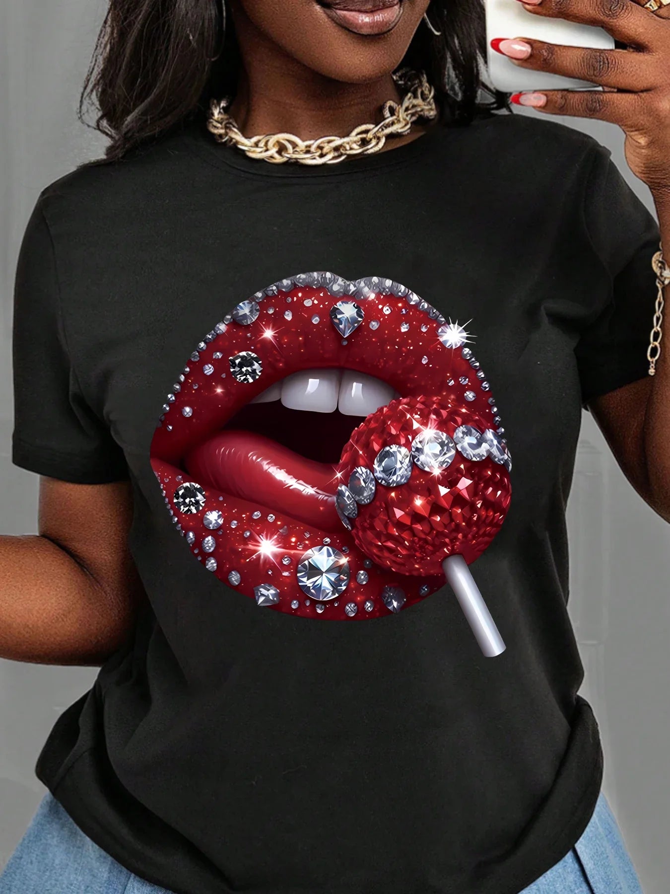 Lollipop Print Elastic Casual Tshirt