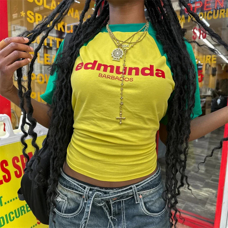 Slim Fit Letter European American Y2K Crop Top