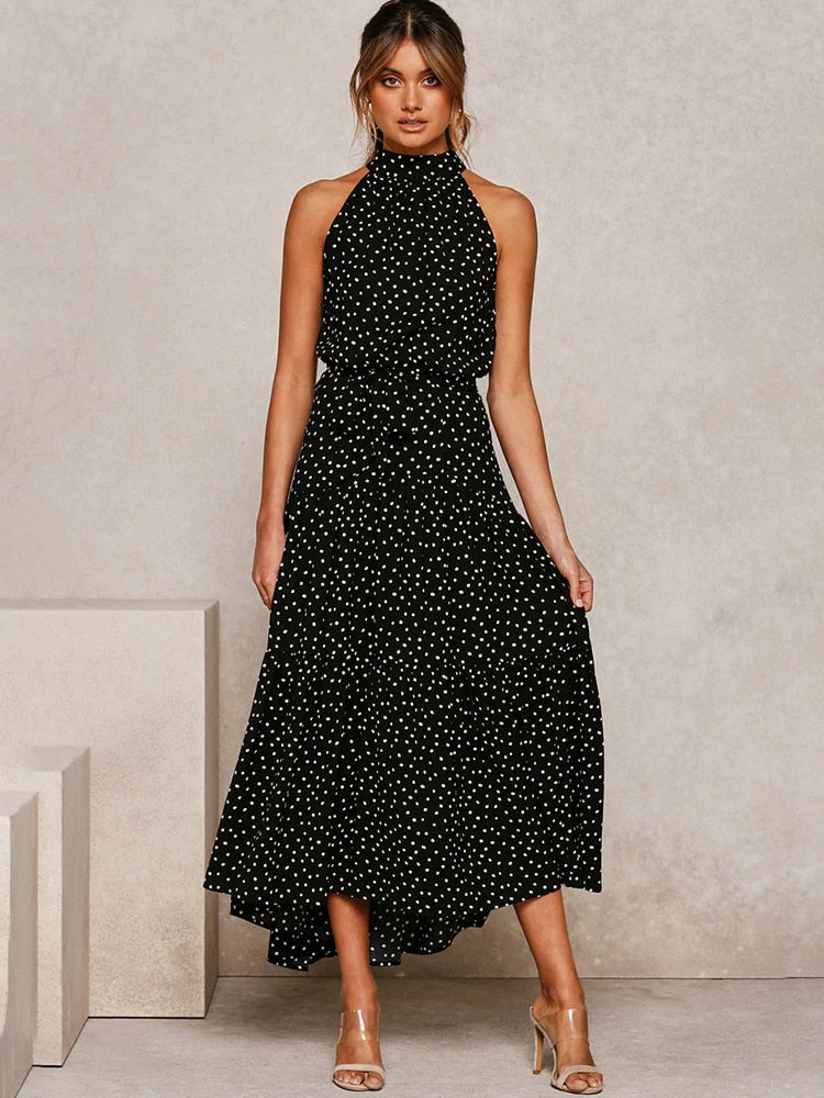 Adriana Chic Summer Dress with Polka Dot Print Shine Into Designer Edit