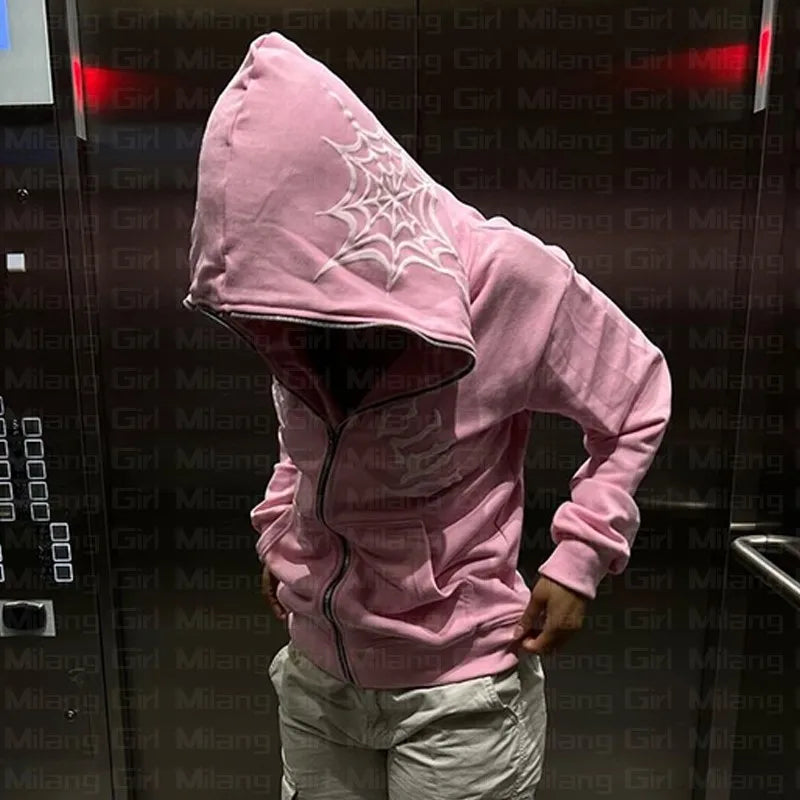 Spider Web Gothic Pullover Hoodie
