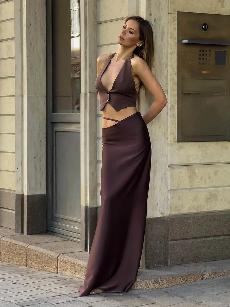 Sexy Backless Laceup Solid Color Cami Top
