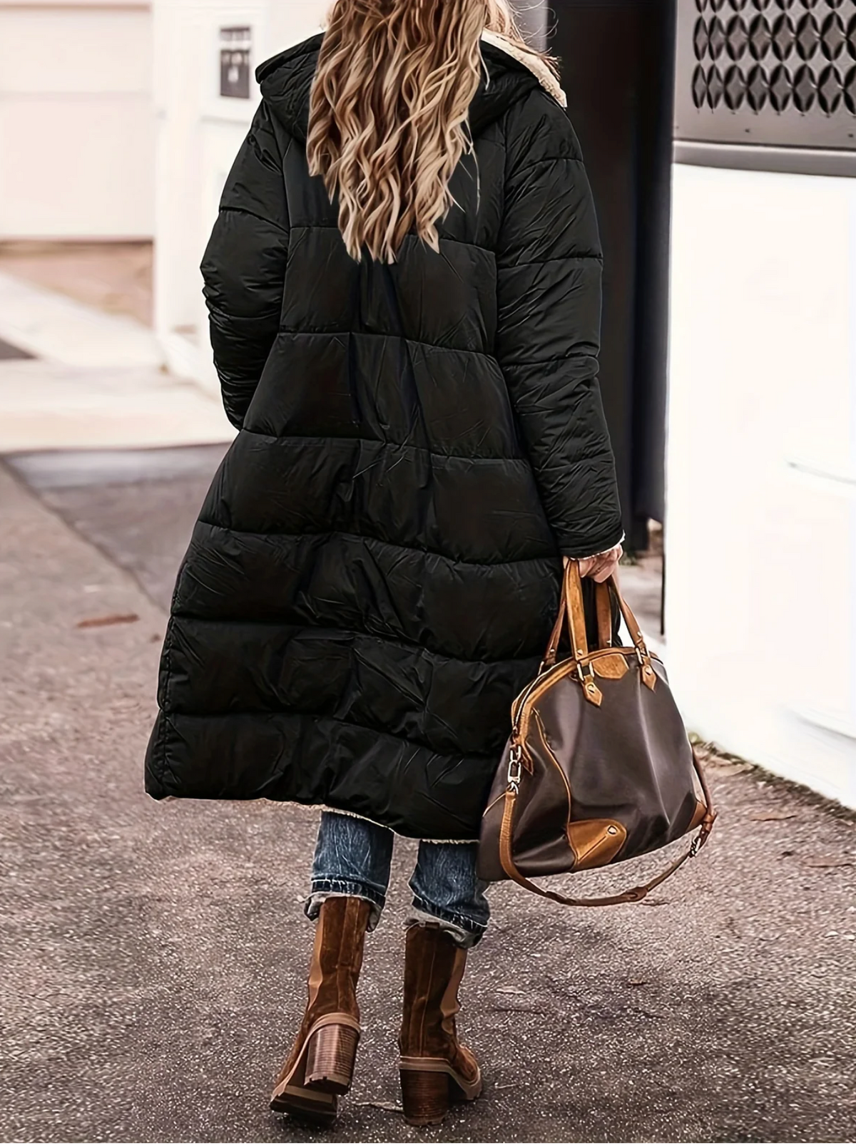 Hooded Reversible Sherpa Lined Quilted Long Puffer Coat 5