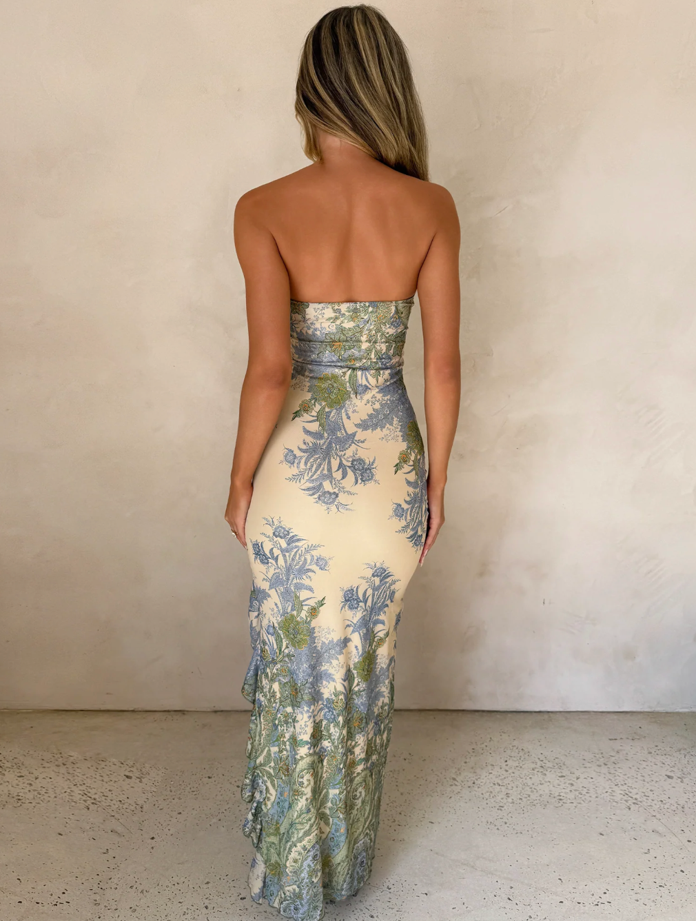 Fresh Floral Print Tube Dress