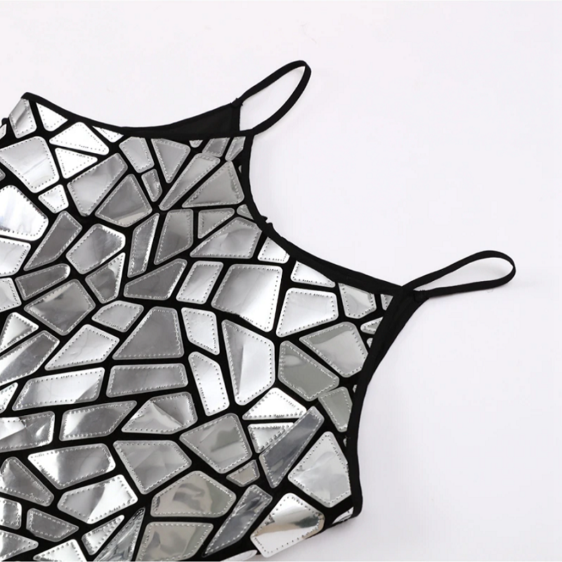 Halter Neck Mirror Sequin Embellished Bodycon Mini Dress