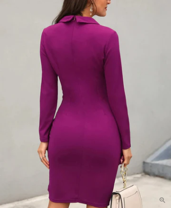 Paula Minimalist Cocktail Dress with Buttons Boutique Collection