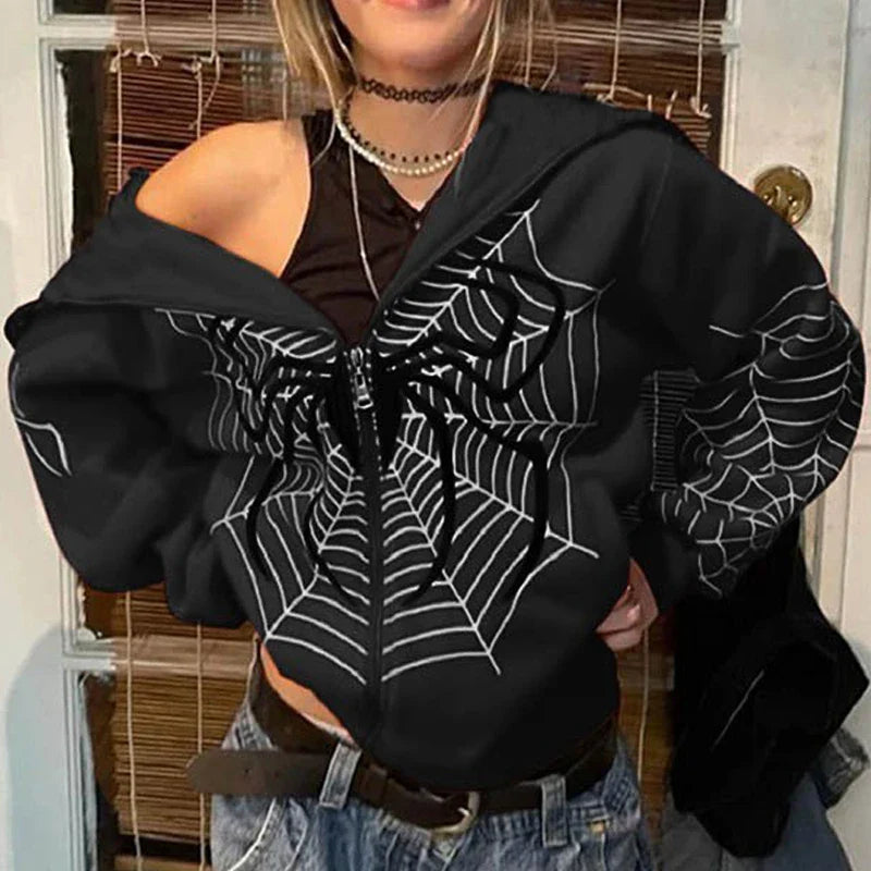 Solid Zip Up Casual Hoodie
