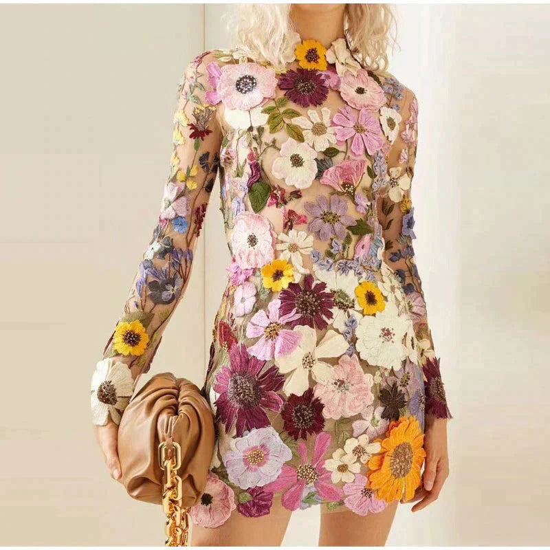 Mildred Floral Embroidery Cocktail Dress for Women Modern Chic Style